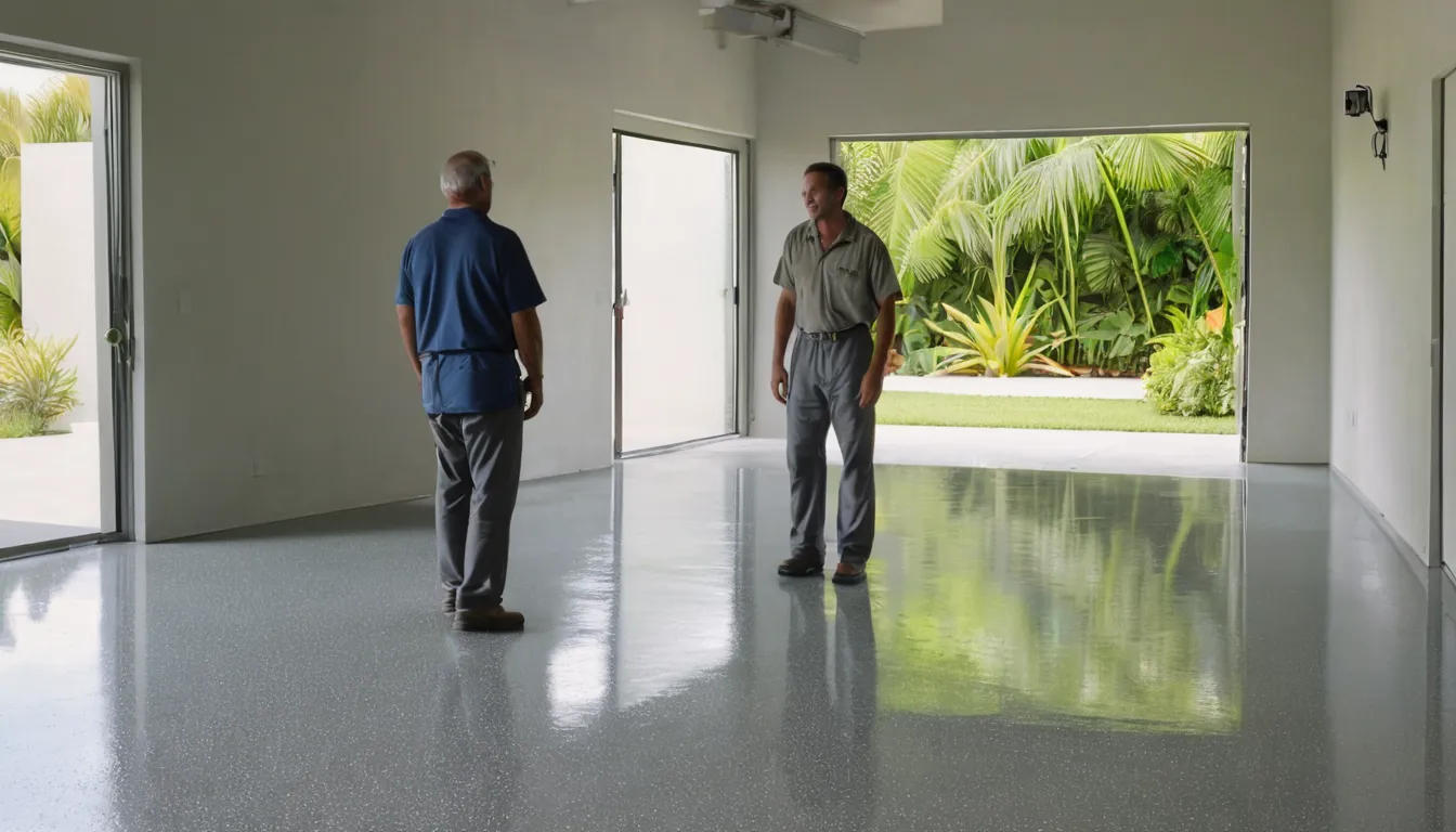 Newly coated concrete floor in a bright Clermont home
